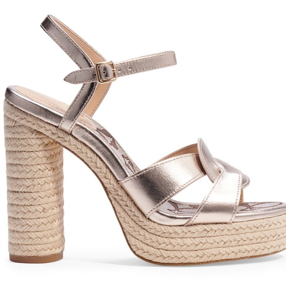 Coach Talina Metallic Leather Platform Sandals - Champagne